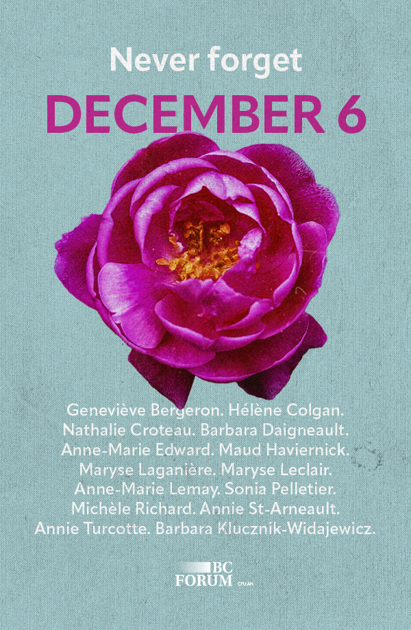 December 6 | The National Day of Remembrance and Action on Violence Against Women